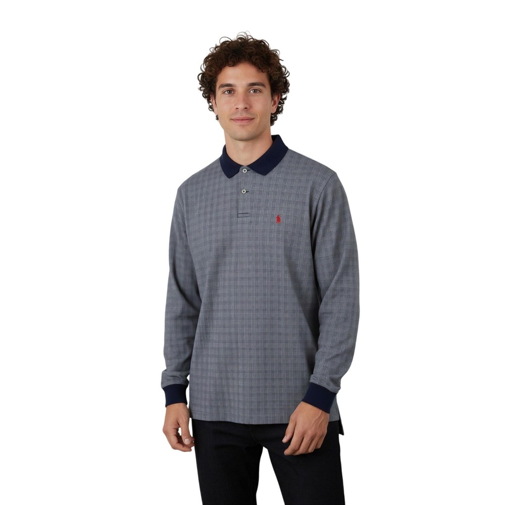 Polo‎ Ralph Lauren Men's Navy Blue Plaid Cotton Long Sleeve Collared Shirt XL